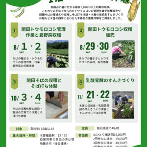 『1泊2日の農業体験』木曽町農業インターンシップ(第1回 とうもろこし管理作業と夏野菜収穫)